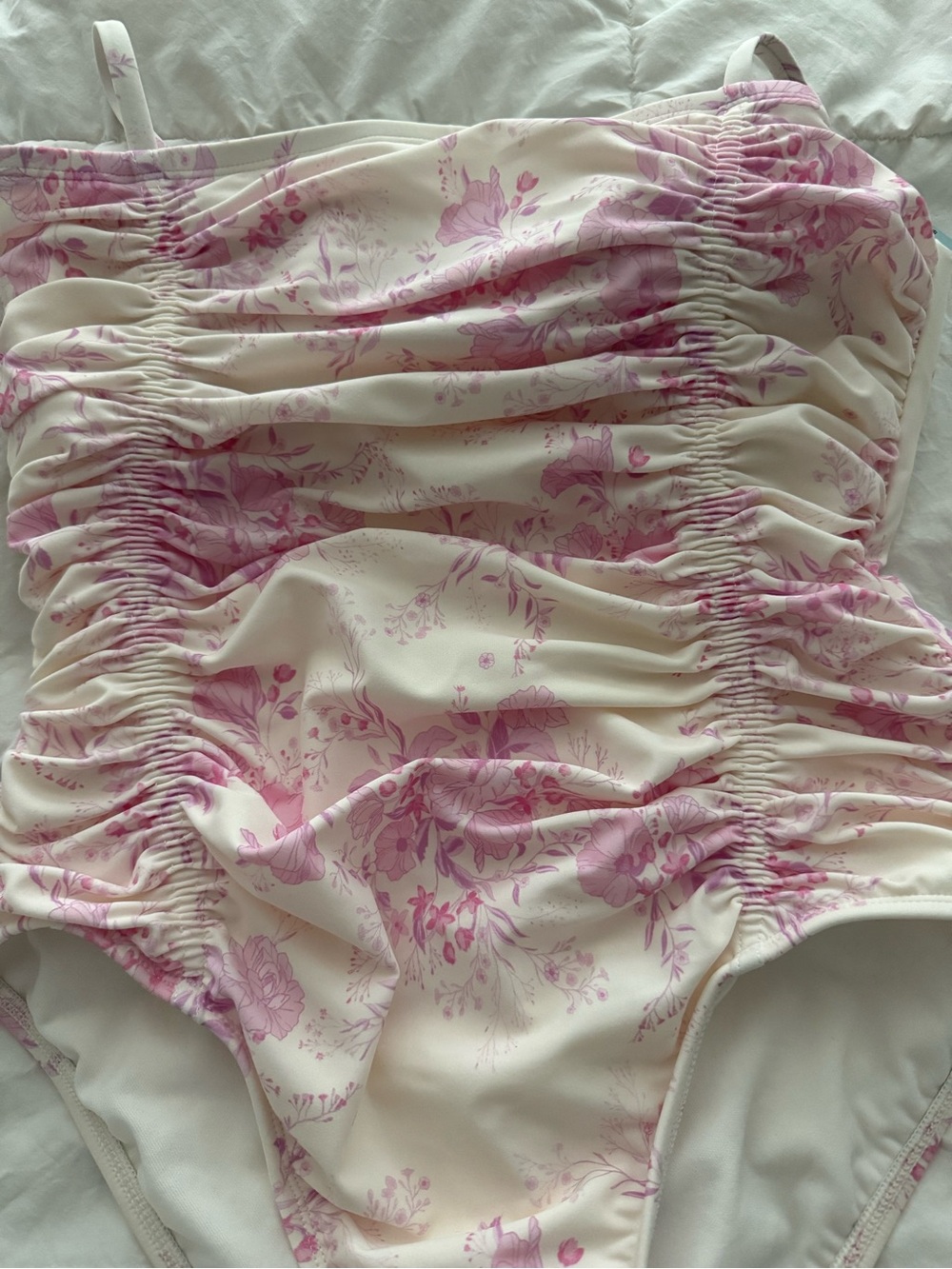 Target Pink Floral Ruched One-Piece Swimsuit - Picture 4 of 4